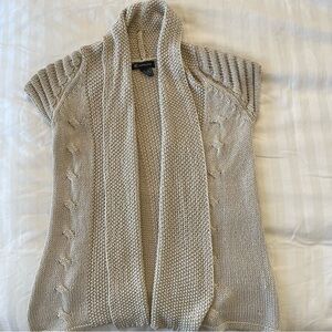 INC International Concepts Beige Open-Front Cap Sleeve Cardigan Vest
